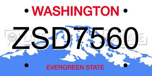 ZSD7560 Washington License Plate