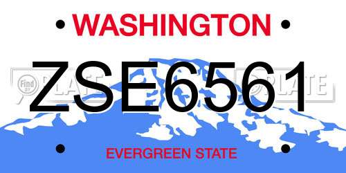 ZSE6561 Washington License Plate