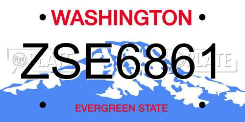 ZSE6861 Washington License Plate