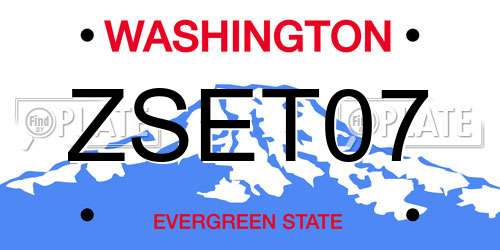 ZSET07 Washington License Plate