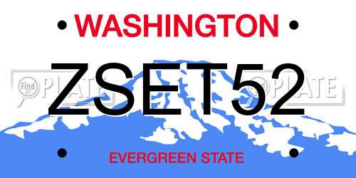 ZSET52 Washington License Plate
