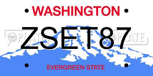 ZSET87 Washington License Plate