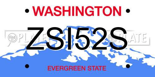 ZSI52S Washington License Plate