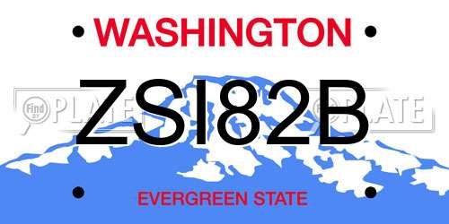 ZSI82B Washington License Plate