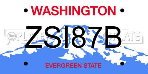 ZSI87B Washington License Plate