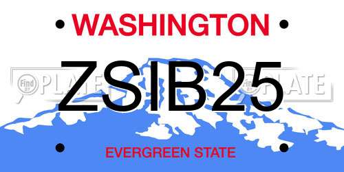 ZSIB25 Washington License Plate