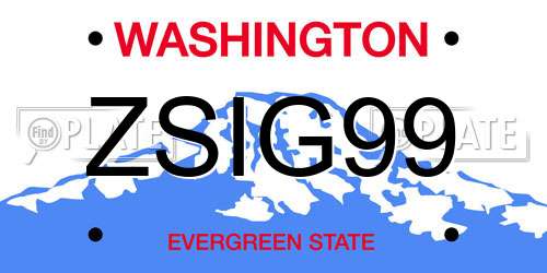 ZSIG99 Washington License Plate