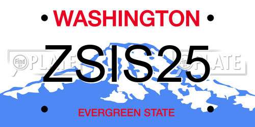 ZSIS25 Washington License Plate