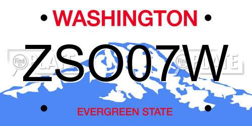ZSO07W Washington License Plate