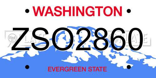 ZSO2860 Washington License Plate