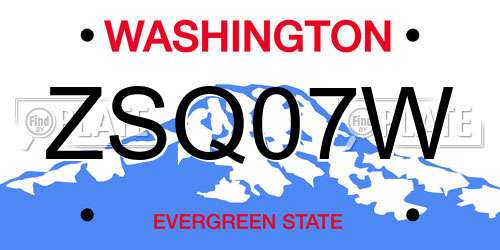 ZSQ07W Washington License Plate