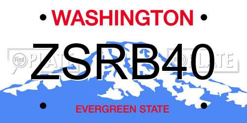 ZSRB40 Washington License Plate