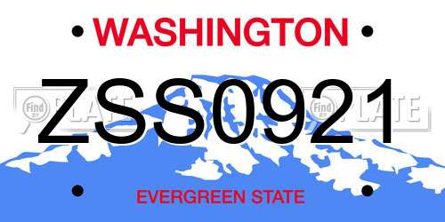 ZSS0921 Washington License Plate