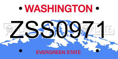 ZSS0971 Washington License Plate