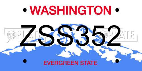 ZSS352 Washington License Plate