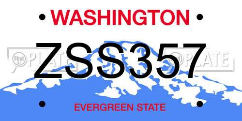 ZSS357 Washington License Plate