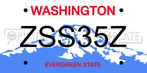 ZSS35Z Washington License Plate