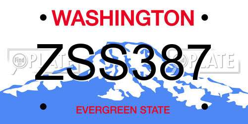 ZSS387 Washington License Plate