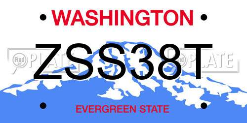 ZSS38T Washington License Plate