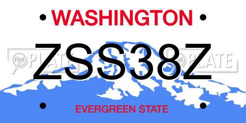 ZSS38Z Washington License Plate