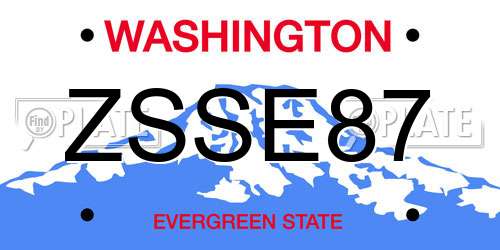 ZSSE87 Washington License Plate