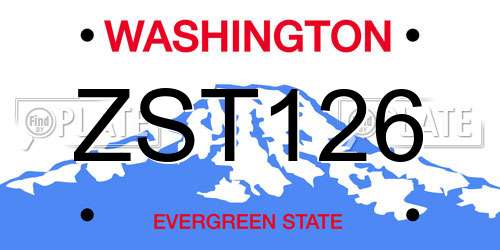 ZST126 Washington License Plate