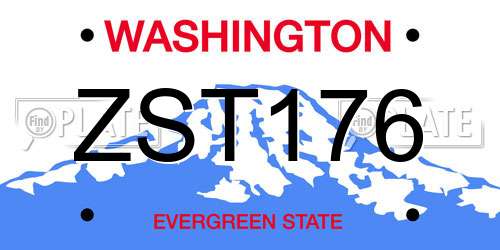 ZST176 Washington License Plate