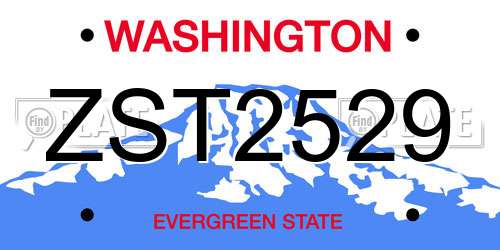 ZST2529 Washington License Plate