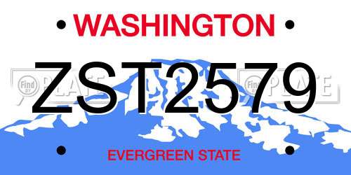 ZST2579 Washington License Plate