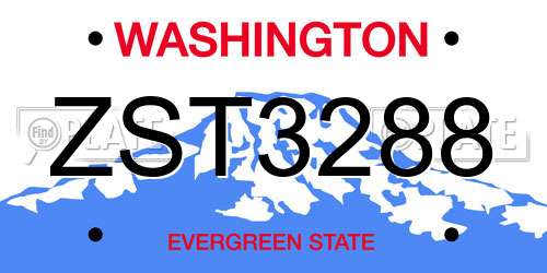 ZST3288 Washington License Plate