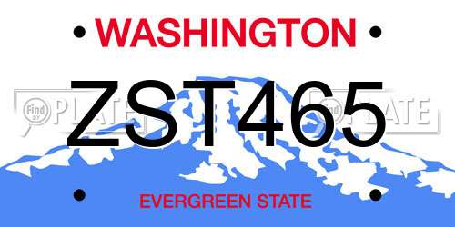 ZST465 Washington License Plate