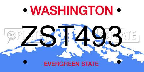 ZST493 Washington License Plate