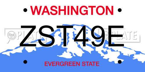 ZST49E Washington License Plate
