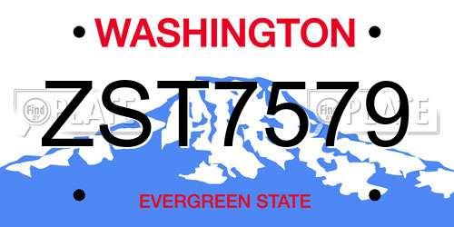 ZST7579 Washington License Plate