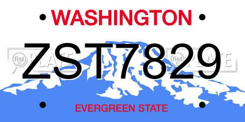 ZST7829 Washington License Plate