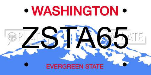 ZSTA65 Washington License Plate