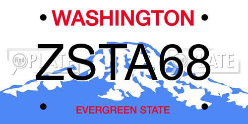 ZSTA68 Washington License Plate