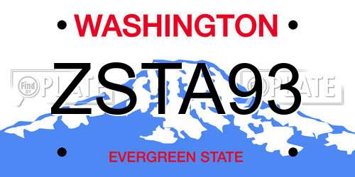 ZSTA93 Washington License Plate