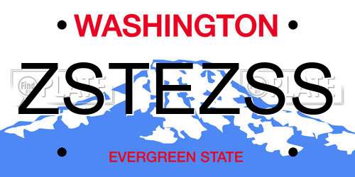 ZSTEZSS Washington License Plate