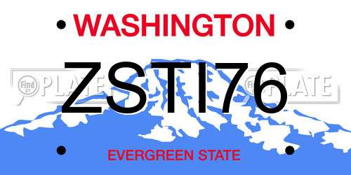 ZSTI76 Washington License Plate