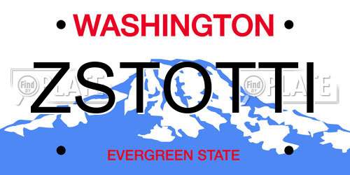 ZSTOTTI Washington License Plate