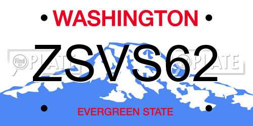 ZSVS62 Washington License Plate