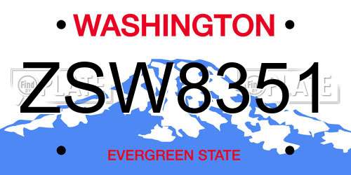 ZSW8351 Washington License Plate