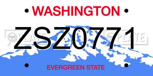 ZSZ0771 Washington License Plate