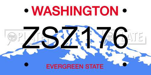ZSZ176 Washington License Plate