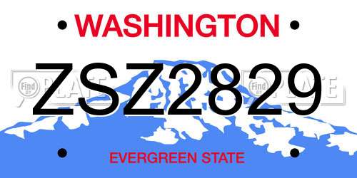 ZSZ2829 Washington License Plate