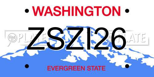 ZSZI26 Washington License Plate