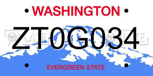 ZT0G034 Washington License Plate