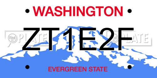 ZT1E2F Washington License Plate