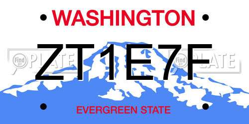 ZT1E7F Washington License Plate